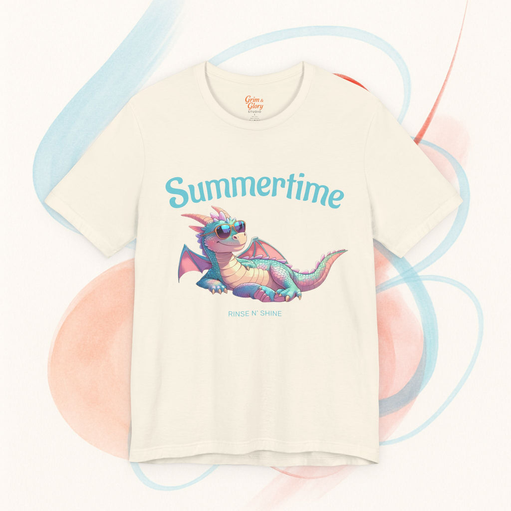 Cute Summer Dragon T-Shirt – Whimsical Fantasy Tee, Chill Vibes Gift for Dragon Fans