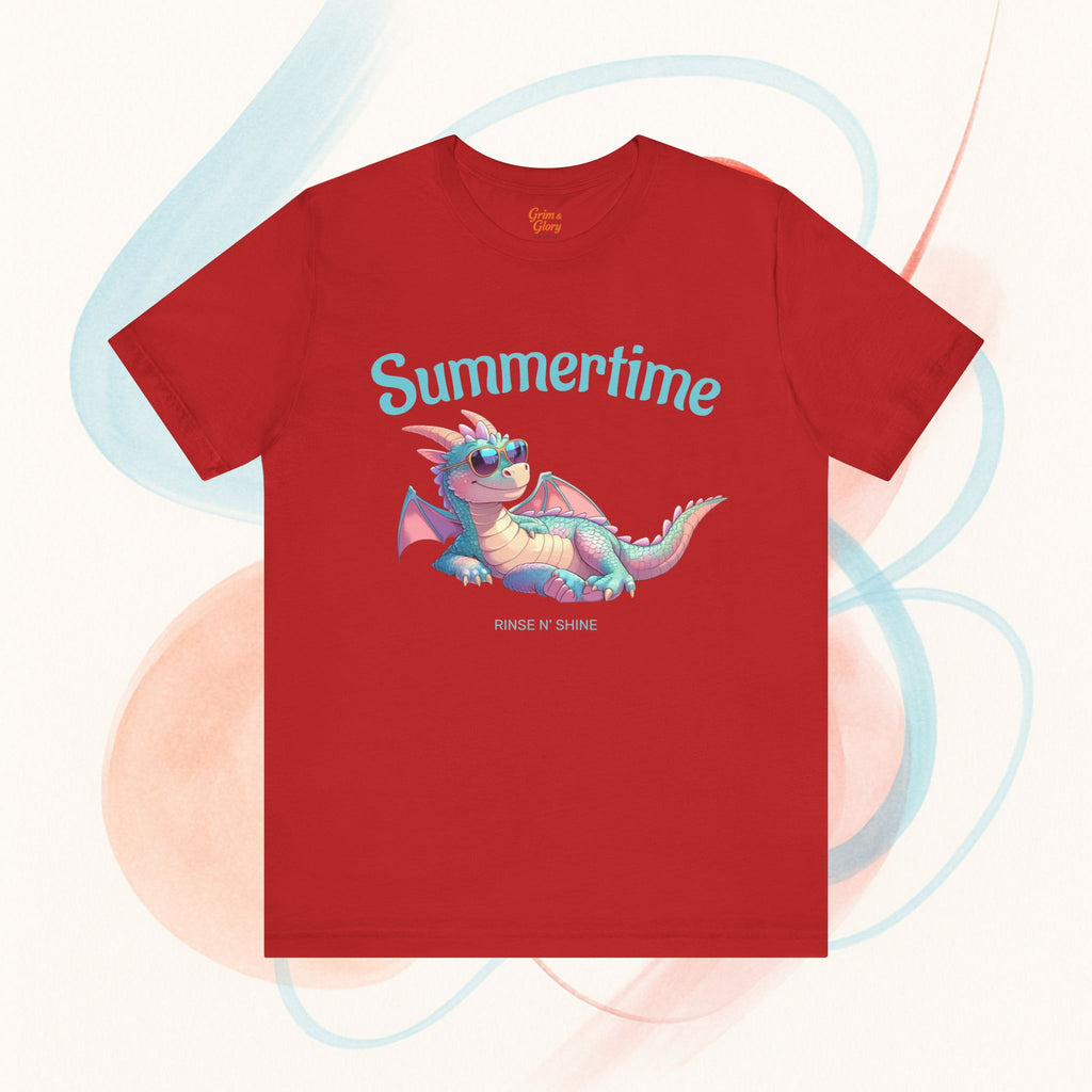 Cute Summer Dragon T-Shirt – Whimsical Fantasy Tee, Chill Vibes Gift for Dragon Fans