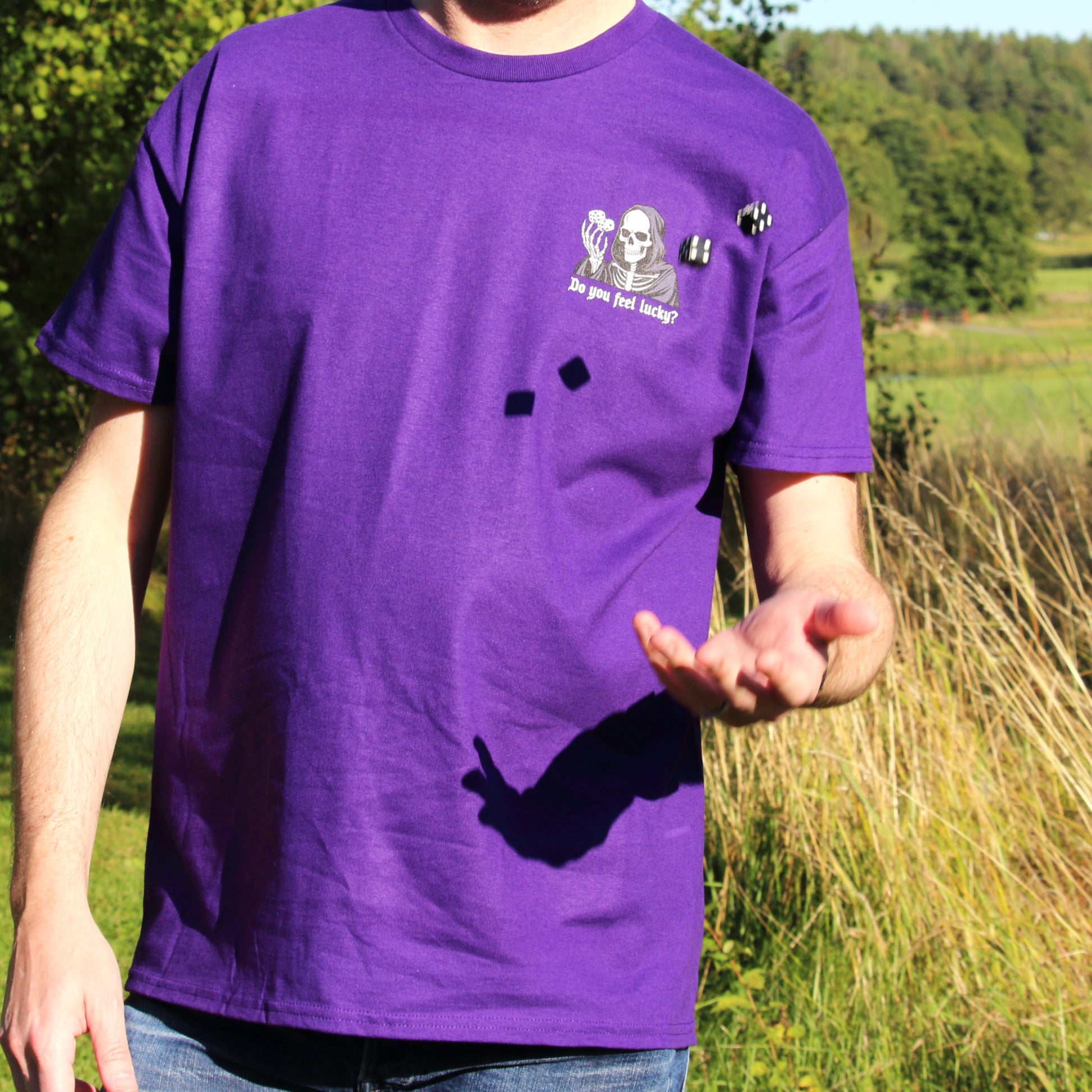 Do You Feel Lucky T-Shirt – Grim Reaper Tee, Dark Humor Shirt, Skeleton Dice Graphic